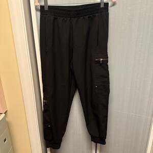 Zara Women Black Cargo Jogger Pants with Zipper Pockets